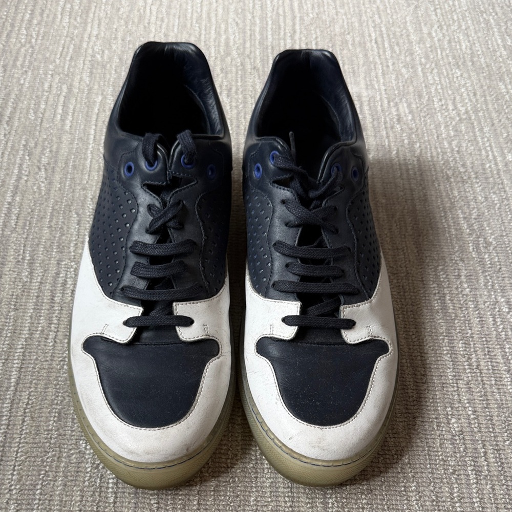 Men's BALENCIAGA blue and White Leather Lace-Up Sneakers
